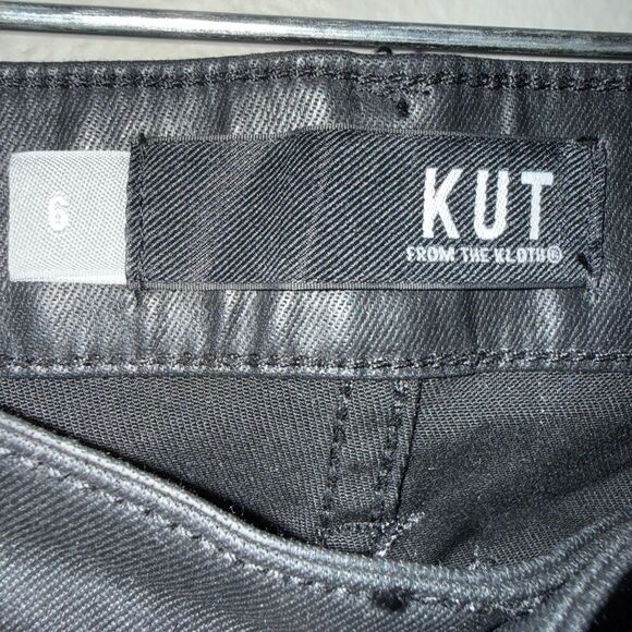 Kut from the Kloth “Mia High Rise Skinny” Button Fly Faux Leather Pants Sz 6 #72 - Picture 3 of 9